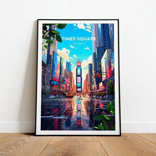 Times Square traditional travel print - New York, Empire State, New York poster, Wedding gift
