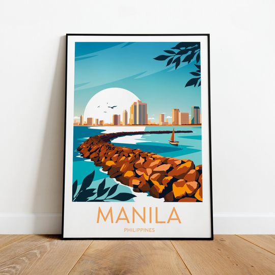 Manila travel print - Philippines, Manila poster, Philippines, Wall art, Birthday gift, wedding gift