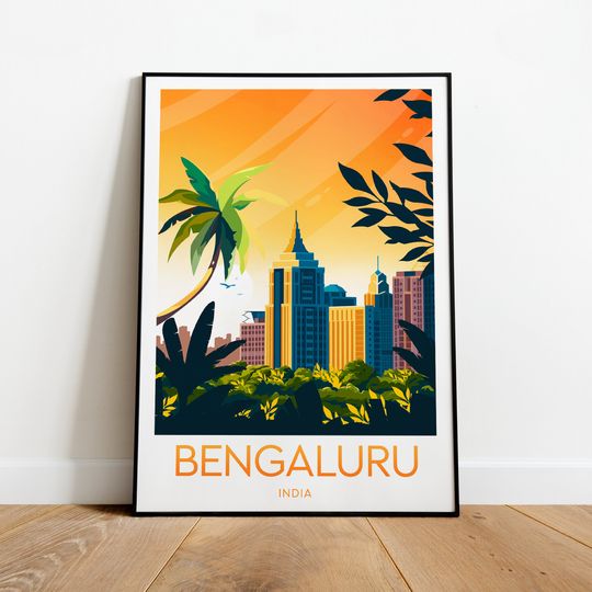 Bengaluru sunset travel print - India, Bengaluru art, Bengaluru poster, Birthday present, Wedding gift