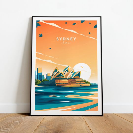 Sydney traditional travel print - Australia, Sydney print, Sydney poster, Australia print, Wedding gift, Birthday present