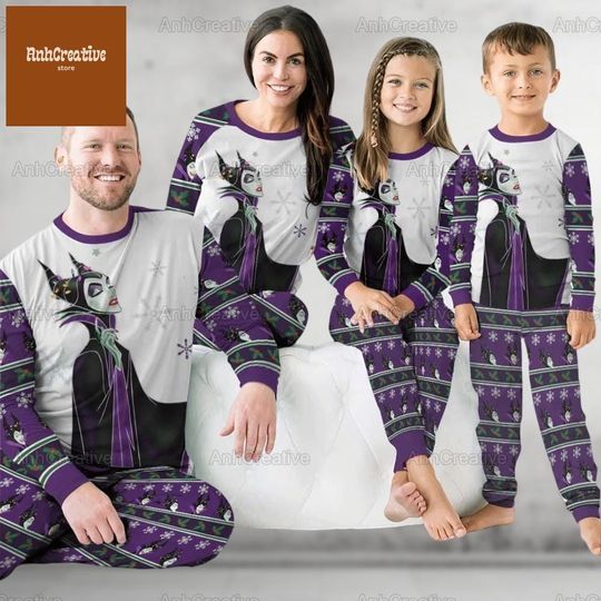 Halloween Maleficent Matching Family Pajamas, Disney Maleficent Pajamas Set