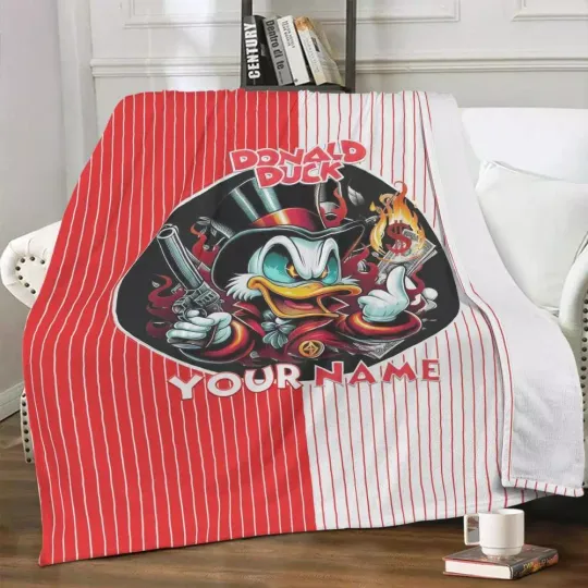 Personalized Donald Duck Fleece Plush Fleece Blanket, Disney Donald Duck