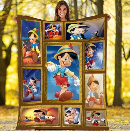 Pinocchio Blanket Pinocchio Movie Plush Fleece Blanket Disneyland Blanket Family
