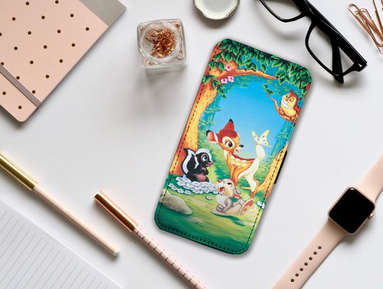 Wallet Phone Cover with Card Inserts,   Custom Phone Case, Disney Bambi