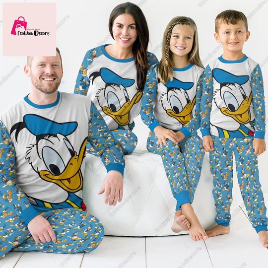 Donald Duck Matching Family Pajamas, Donald Pajamas Set, Disney Movie Christmas Pajamas