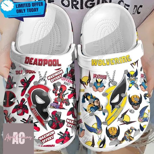 Halloween Deadpool And Wolverine Shoes, Deadpool Shoes, Deadpool Sandals, Summer Shoes, Women Sandals, Mens Shoes, Disney Movie Shoes