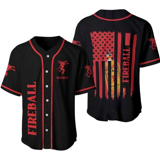Personalized Fireball Jersey Shirt, Fireball Whiskey Baseball Uniform