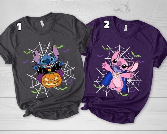 Halloween Stitch Shirt,Disney Stitch Tee,Stitch nAngel Matching Halloween Tee,Spooky Stitch Tee,Kids Halloween Stitch Tee,Family Tee VN3L20