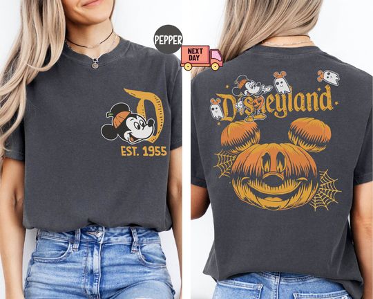 Color Retro Disneyland Halloween 2 Side Shirt,Halloween Matching Shirt