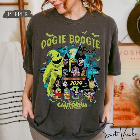 Vintage Oogie Boogie Bash 2024 Halloween Disney castle Tshirt, Mickey & friends