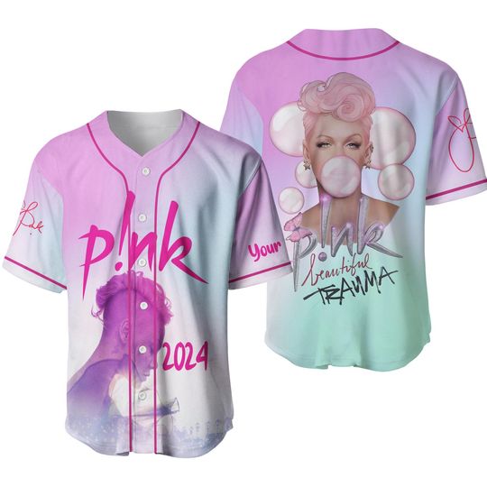 Custom Pink Concert Baseball Jersey, Pink Summer Carnival 2024 Short Sleeve Sports Tee for Men, Women, Kids
