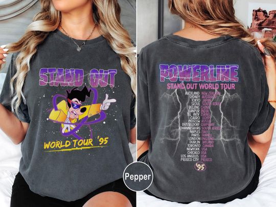 Discover Two Sided Powerline Stand Out World Tour 95 Comfort Colors Shirt, Powerline Shirt,Vintage Disney A Goofy Movie T-shirt, Powerline World Tour