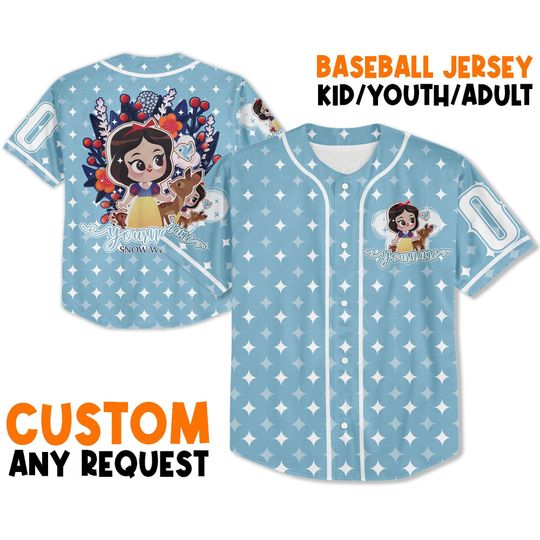 Personalize Snow white Princess so cute bling Disney Baseball Jersey, Disney Birthday Gift