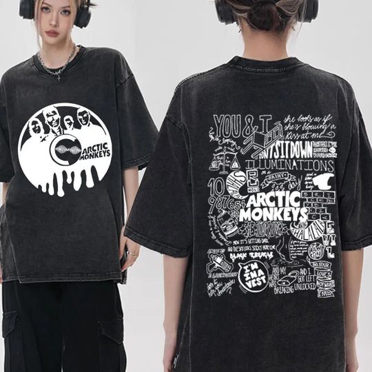 Vintage Washed Old Arctic Monkeys Band Tshirt Aesthetic Harajuku Streetwear Washing T-shirt Fashion Oversized Short Sleeve Tees