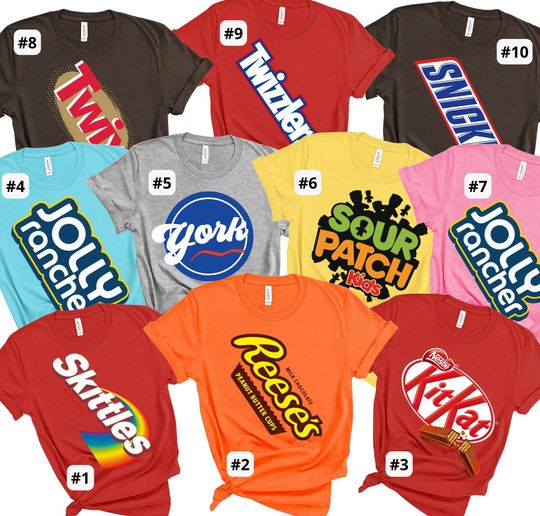 Candy Group Halloween Shirts, Funny Matching Halloween Costume Shirts for Teachers, Office Halloween Party, Youth Halloween Group