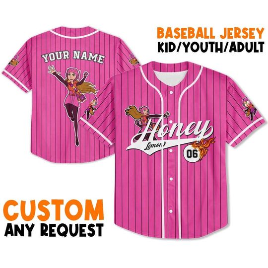 Personalize Big Hero Honey Lemon Pink Baseball Jersey, Disney Birthday Gift