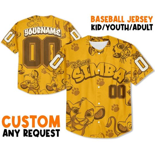 Personalize Simba the Lion King Disney Baseball Jersey, Disney Birthday Gift