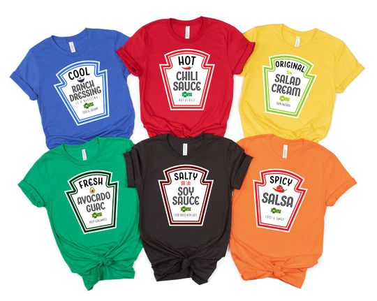 Group Condiments Shirts, Adults Youth Ketchup Ranch, Matching Condiment, Halloween Costume Party Shirt, Softball Tournament Shirt