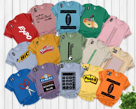 School Supplies Group Costume Shirt, Matching Family Cosplay Party Shirt, Teacher School Football Softball Team Reunion,Halloween Tee NEVX12