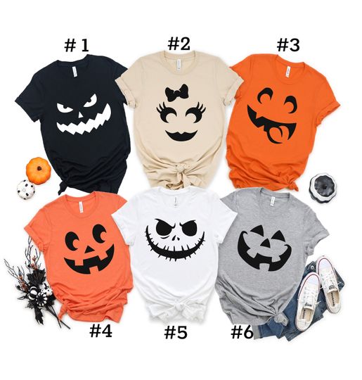 Halloween Pumpkin Face shirts, Halloween Shirts , Halloween Party Group Shirts