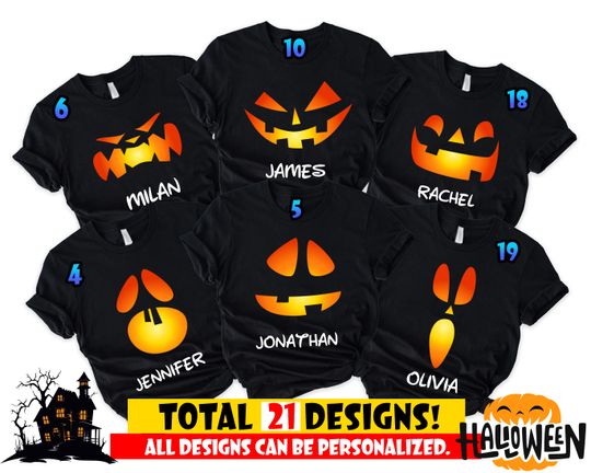 Personalized Halloween Party Group Shirt, Custom Halloween Shirt, Custom Halloween Pumpkin Family Face Matching Shirt, Halloween Group Shirt