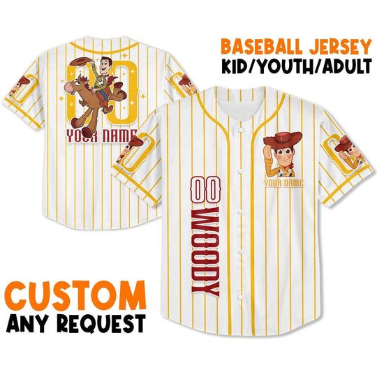 Personalize woody toy story Baseball Jersey, Disney Birthday Gift