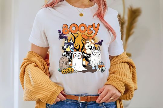 Discover Retro BlueyDad Halloween Shirt, Spooky Season Sweatshirt, Booey Funny Halloween Tee, Halloween Gift, Witchy Bats T-Shirt, Spooky Vibes Shirt