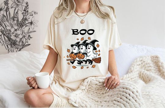 Discover Halloween Ghost Comfort Colors Shirt, Cute Ghost Shirt, Womens Halloween Shirt, Cute Fall Shirt, Spooky Season Shirt, Gift For Halloween