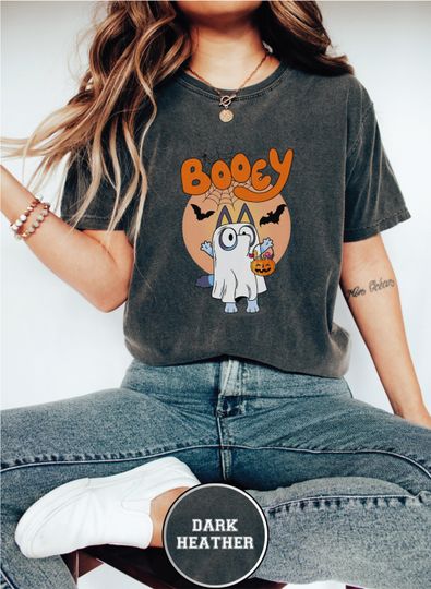 Discover Booey Halloween Shirt, Cute BlueyDad Ghost T-Shirt, Funny Spooky Season Tee, Cartoon Dog Halloween Shirt, Trick or Treat BlueyDad Shirt