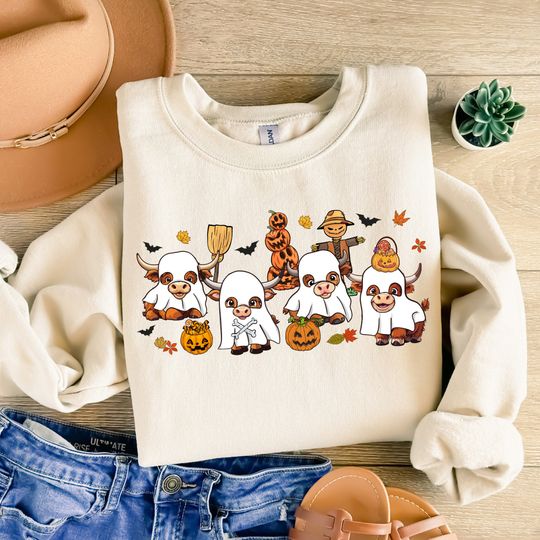 Discover Highland Cow Halloween Shirt, Halloween Shirt, Western Halloween,Halloween Shirt, Fall Png,Retro Halloween Png,Spooky Season Png,Funny Halloween
