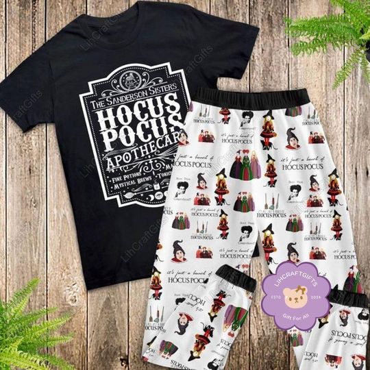 Halloween Hocus Pocus Pajamas Set, Disney Witch Shirt, Sanderson Sisters Pyjamas