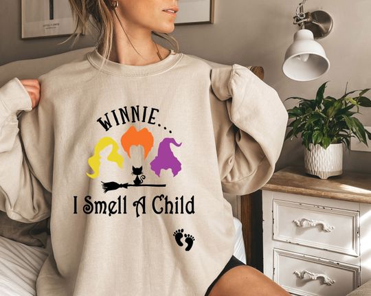 Winnie I Smell a Child Sweatshirt For Halloween, Halloween Pregnancy Announcement Hoodie, Witchy Pregnant Shirt, Halloween Maternity Outfit