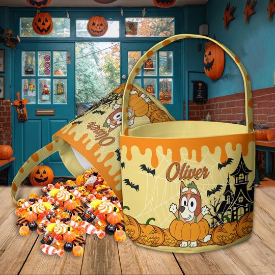 Discover Custom Pumpkin Kid Name Halloween Candy Bag, Personalized Kid Name Halloween Bag, Halloween Treat Bags for Kids, Halloween Gifts For Son