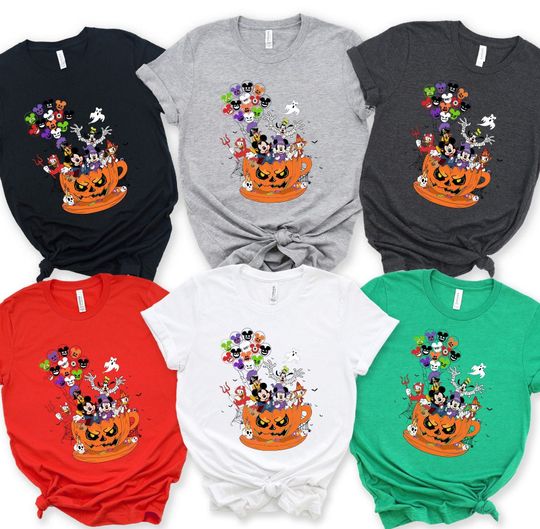 Disney Halloween Shirt, Halloween Matching Shirt, Disney Mickey and Friends Characters Halloween Balloons Tee, Disney Halloween Skeleton Tee