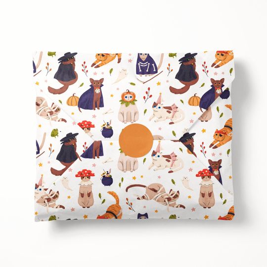 Discover Halloween Cats Wrapping Paper - Luxury Gift Wrap - Funny Halloween Gift Wrap - Halloween Wrapping Paper Roll