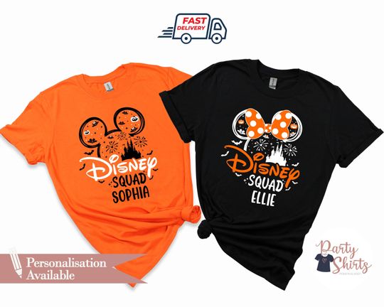 Discover Custom Disney Squad Trip matching Shirts, Mickey and Minnie Halloween Tshirt,  Disney Custom shirts with custom text,Disney Halloween family