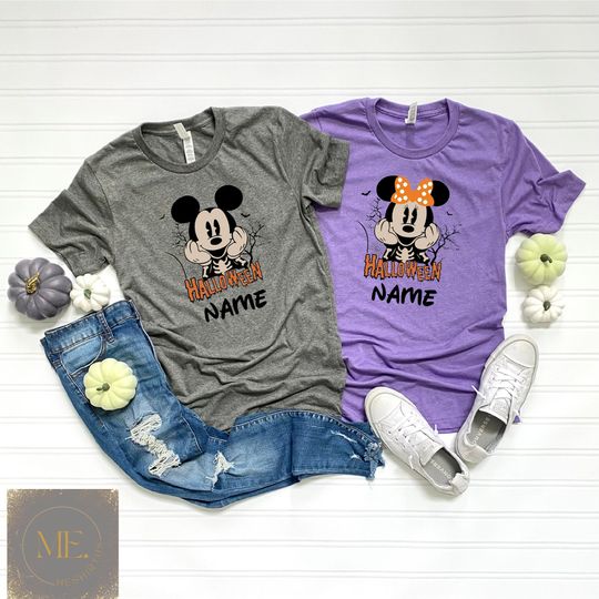 Discover Custom Disney Halloween Family Matching Shirt, Mickey And Minnie Shirt, Halloween Skeleton Shirt, Disney World Shirt, Halloween Outfit