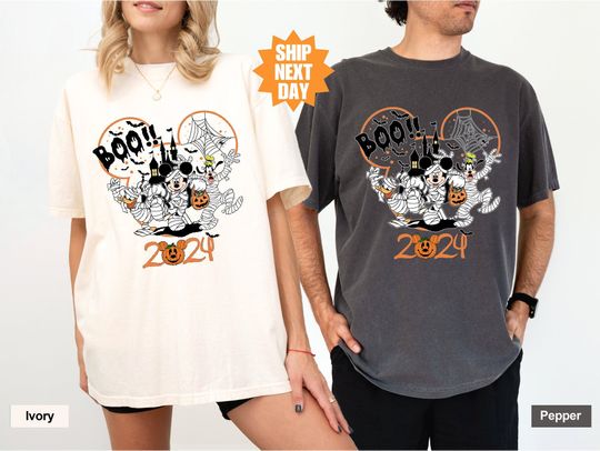 Discover Comfort Colors Disney Halloween 2024 Shirt, Disney Halloween Matching Shirt, Mickey Minnie and Friends, Disney Family Shirt, Disney Shirt