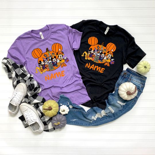 Discover Custom Disney Halloween Family Matching Shirt, Mickey And Friends Shirt, Halloween Party Shirt, Disneyland Shirt, Spooky Season Shirt