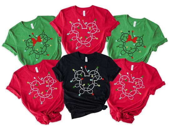 Discover Custom Disney Christmas Shirt, Disney Mickey Minnie Christmas Lights Shirt, Disney Xmas Matching Shirts,Personlized Disney Family Trip Shirt