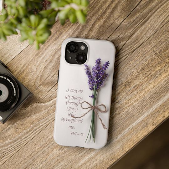 Phil 4:13 Flowers Christian Bible scripture verse iPhone  Tough cell Phone Case