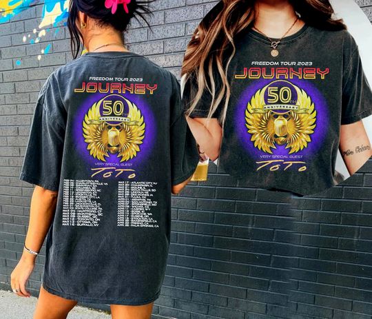 Discover Jour-ney Fan Shirt,Jour-ney 2side 2024 Shirt, Free-dom With Toto 2024 Concert Shirt,  Journey tracklist Gift for men women comfort color