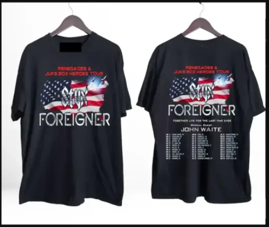Discover Foreigner 2024 Tour T-Shirt, Styxs 2024 Tour, Foreigner and Styxs Tour Shirt