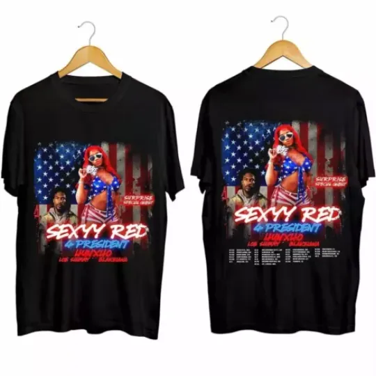 Discover Sexyy Red - 4 President Tour 2024 Shirt, Sexyy Red Rap Tour 2024 T-shirt