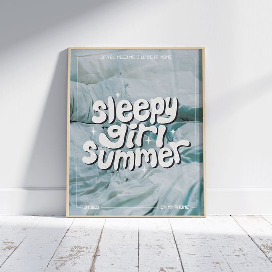 Discover Sleepy Girl Summer Funny Wall Art | Maximalist Mood Poster