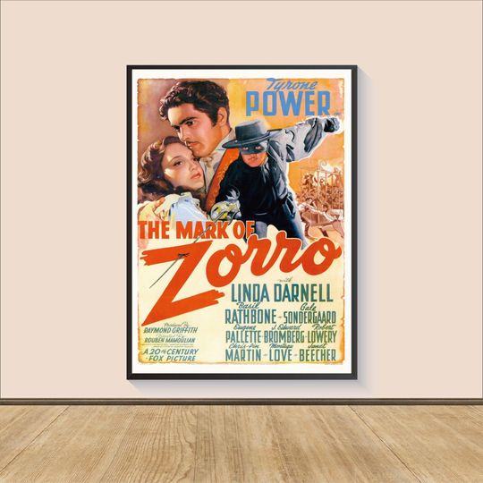 The Mark of Zorro Movie Poster Print, Room Decor, Movie Art, Gifts for Him/Her, Wall Art Print, Art Poster For Gift