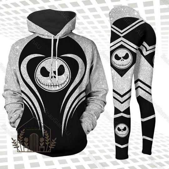 Halloween Jack Skellington Hoodie/Leggings, Disneyland Pants, Nightmare Before Christmas Shirt, Disney Women Leggings, Horror Hoodie