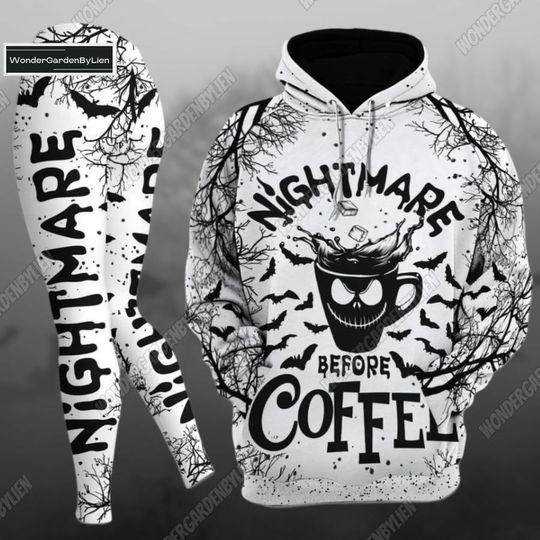 Discover Halloween Hoodie Legging Set, Jack Skellington Unisex Hoodie Legging, Horror Character Pullover Hoodie, Nightmare Before Coffee Shirt