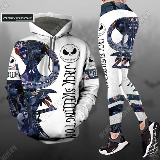 Halloween Jack Skellington Hoodie, Jack Skellington Legging, Nightmare Before Christmas, Horror Character Gym Legging