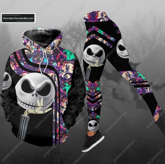 Discover Halloween Skellington Hoodie Legging, Jack Skellington Yoga Pants, The Nightmare Before Christmas, Horror Character Shirt Legging Set